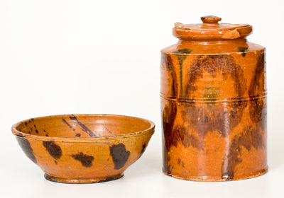 Two Pieces of Glazed Pennsylvania Redware