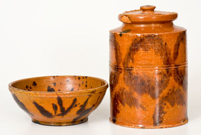 Two Pieces of Glazed Pennsylvania Redware