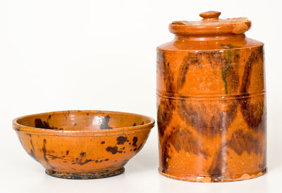 Two Pieces of Glazed Pennsylvania Redware