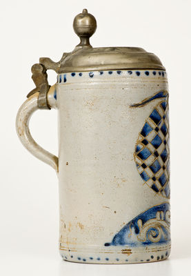 Large-Sized Westerwald, Germany Stoneware Mug w/ Incised Decoration