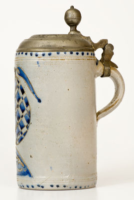 Large-Sized Westerwald, Germany Stoneware Mug w/ Incised Decoration