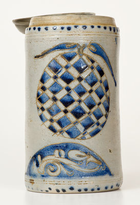 Large-Sized Westerwald, Germany Stoneware Mug w/ Incised Decoration