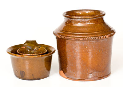 Two Pieces of Glazed Redware
