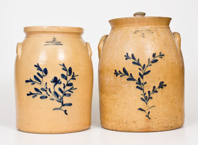 Two Ballardvale, MA Cobalt-Decorated Stoneware Jars