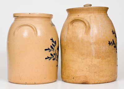 Two Ballardvale, MA Cobalt-Decorated Stoneware Jars