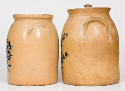 Two Ballardvale, MA Cobalt-Decorated Stoneware Jars