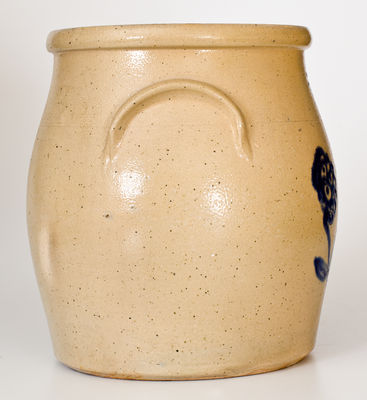 Three-Gallon Ballardvale, Massachusetts Stoneware Jar w/ Elaborate Cobalt Floral Decoration