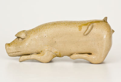 Salt-Glazed Stoneware Pig Flask, Midwestern origin, circa 1885