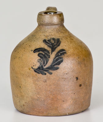 Miniature Midwestern Stoneware Jug w/ Incised Floral Decoration