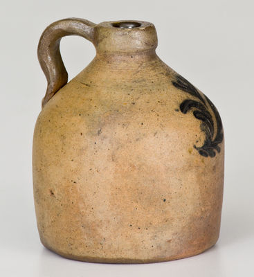 Miniature Midwestern Stoneware Jug w/ Incised Floral Decoration