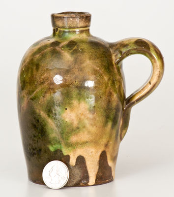 Fine Green-Glazed Shenandoah Valley Redware Jug, Strasburg, VA, circa 1890