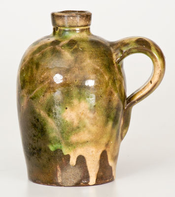 Fine Green-Glazed Shenandoah Valley Redware Jug, Strasburg, VA, circa 1890