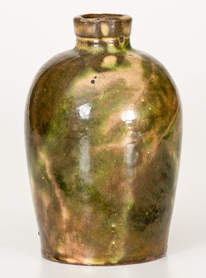 Fine Green-Glazed Shenandoah Valley Redware Jug, Strasburg, VA, circa 1890