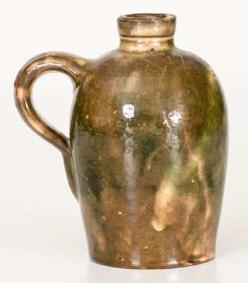 Fine Green-Glazed Shenandoah Valley Redware Jug, Strasburg, VA, circa 1890