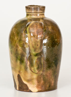 Fine Green-Glazed Shenandoah Valley Redware Jug, Strasburg, VA, circa 1890