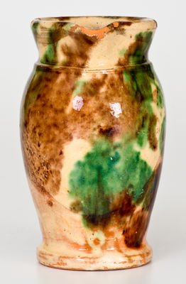 Fine Multi-Glazed Shenandoah Valley Redware Pitcher, Strasburg, VA, circa 1890