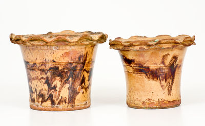 Lot of Two: Redware Flowerpots attrib. Anthony Bacher / Baecher (Thurmont, MD)