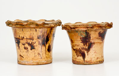 Lot of Two: Redware Flowerpots attrib. Anthony Bacher / Baecher (Thurmont, MD)