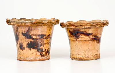 Lot of Two: Redware Flowerpots attrib. Anthony Bacher / Baecher (Thurmont, MD)