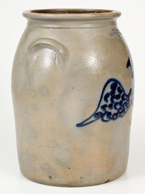 Very Rare F.A. GALE / GALESVILLE, N.Y. Stoneware Jar with Elaborate Eagle Decoration