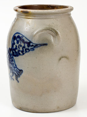 Very Rare F.A. GALE / GALESVILLE, N.Y. Stoneware Jar with Elaborate Eagle Decoration