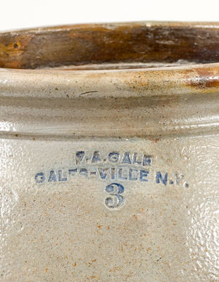 Very Rare F.A. GALE / GALESVILLE, N.Y. Stoneware Jar with Elaborate Eagle Decoration