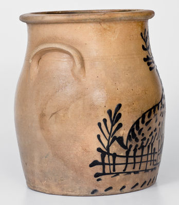 EDMANDS & CO. (Charlestown, MA) Stoneware Jar w/ Fine Slip-Trailed Deer Decoration