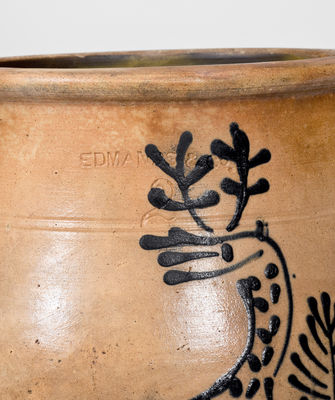 EDMANDS & CO. (Charlestown, MA) Stoneware Jar w/ Fine Slip-Trailed Deer Decoration