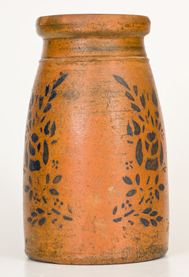 Large Western PA Stoneware Canning Jar w/ Stenciled Floral Decoration