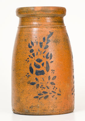 Large Western PA Stoneware Canning Jar w/ Stenciled Floral Decoration