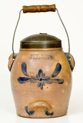 SIPE & SONS (Williamsport, PA) Stoneware Batter Pail with Cobalt Decoration
