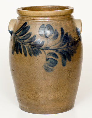 Baltimore, MD Stoneware Jar with Cobalt Floral Decoration