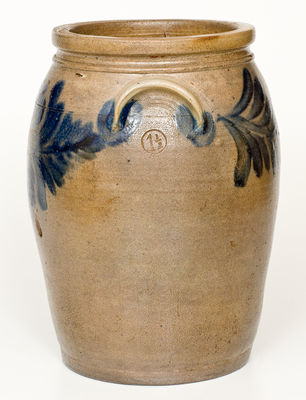 Baltimore, MD Stoneware Jar with Cobalt Floral Decoration