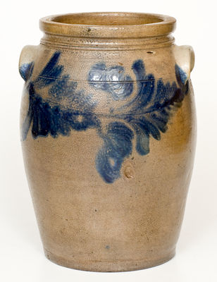 Baltimore, MD Stoneware Jar with Cobalt Floral Decoration
