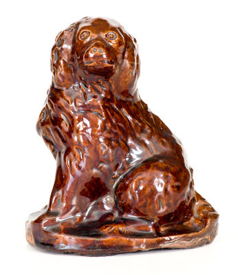 Small-Sized Redware Spaniel on Base, probably Pennsylvania