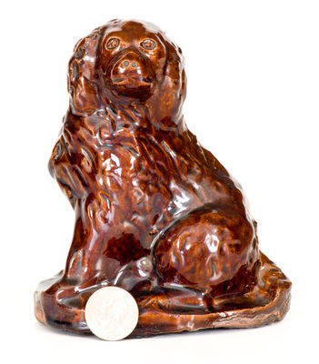 Small-Sized Redware Spaniel on Base, probably Pennsylvania