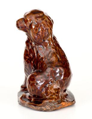 Small-Sized Redware Spaniel on Base, probably Pennsylvania
