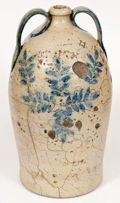 Extremely Rare and Important T. W. CRAVEN 10 Gal. Stoneware Jug, Randolph County, North Carolina