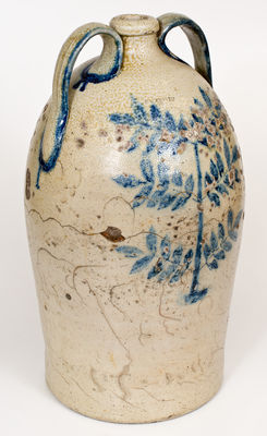 Extremely Rare and Important T. W. CRAVEN 10 Gal. Stoneware Jug, Randolph County, North Carolina