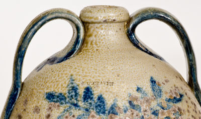 Extremely Rare and Important T. W. CRAVEN 10 Gal. Stoneware Jug, Randolph County, North Carolina