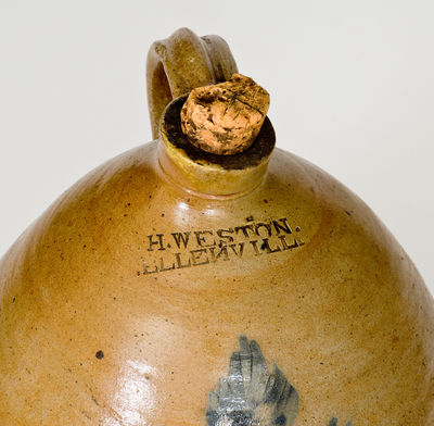 Extremely Rare H. WESTON / ELLENVILLE Stoneware Jug, circa 1829