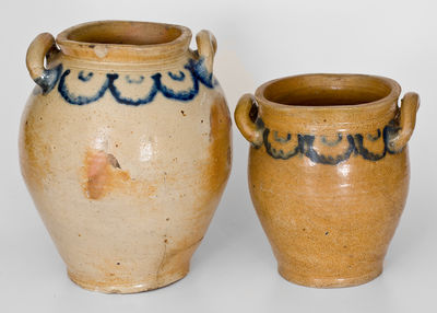 Lot of Two: Stoneware Jars with Cobalt Decoration att. C. Crolius, Manhattan, NY