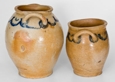 Lot of Two: Stoneware Jars with Cobalt Decoration att. C. Crolius, Manhattan, NY