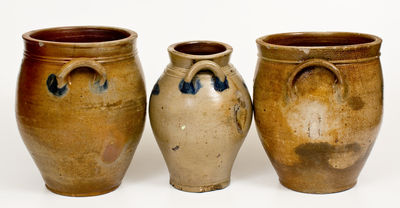 Lot of Three: Early New York State Stoneware Jars from Albany and Athens