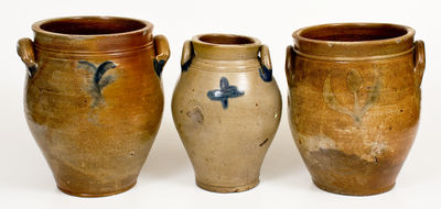 Lot of Three: Early New York State Stoneware Jars from Albany and Athens