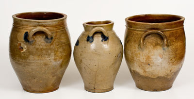 Lot of Three: Early New York State Stoneware Jars from Albany and Athens