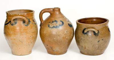 Lot of Three: C. CROLIUS / NEW-YORK Stoneware Jug w/ Two Northeastern Stoneware Jars