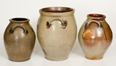Lot of Three: New Jersey Stoneware Jars incl. Two attrib. Bissett