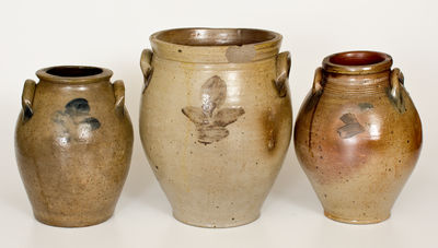 Lot of Three: New Jersey Stoneware Jars incl. Two attrib. Bissett
