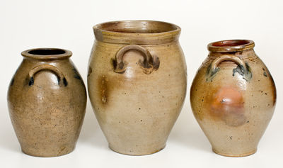 Lot of Three: New Jersey Stoneware Jars incl. Two attrib. Bissett